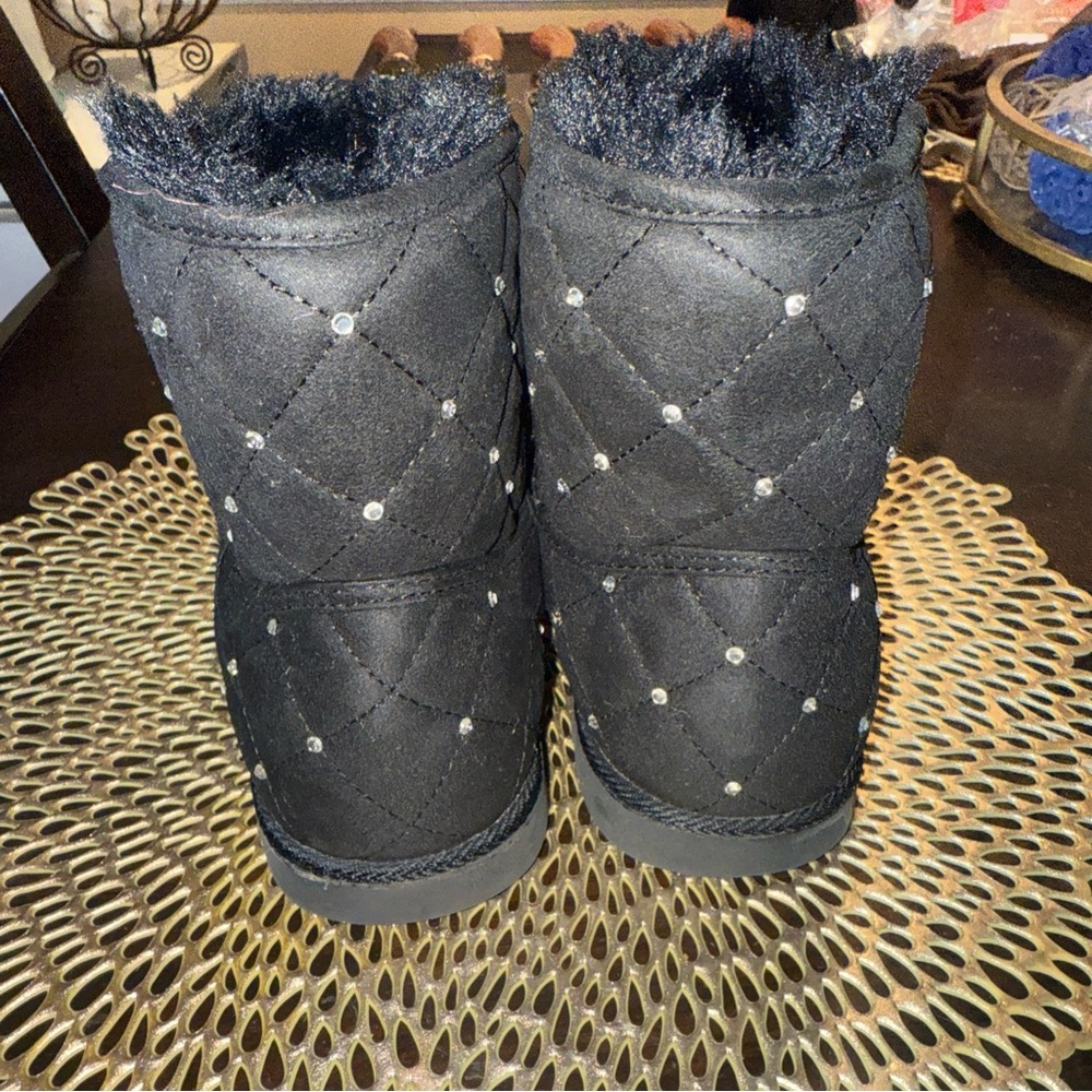 JUICY COUTURE JC-Kingle Studded Faux Fur Lined Black Winter Boots Women's